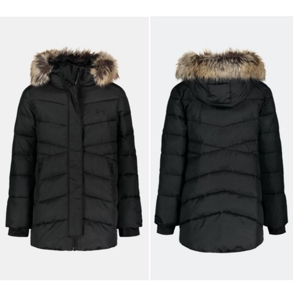NWT Under Armour Storm Parka Puffer Jacket Coat Black Faux Fur Hood Youth S/M/L